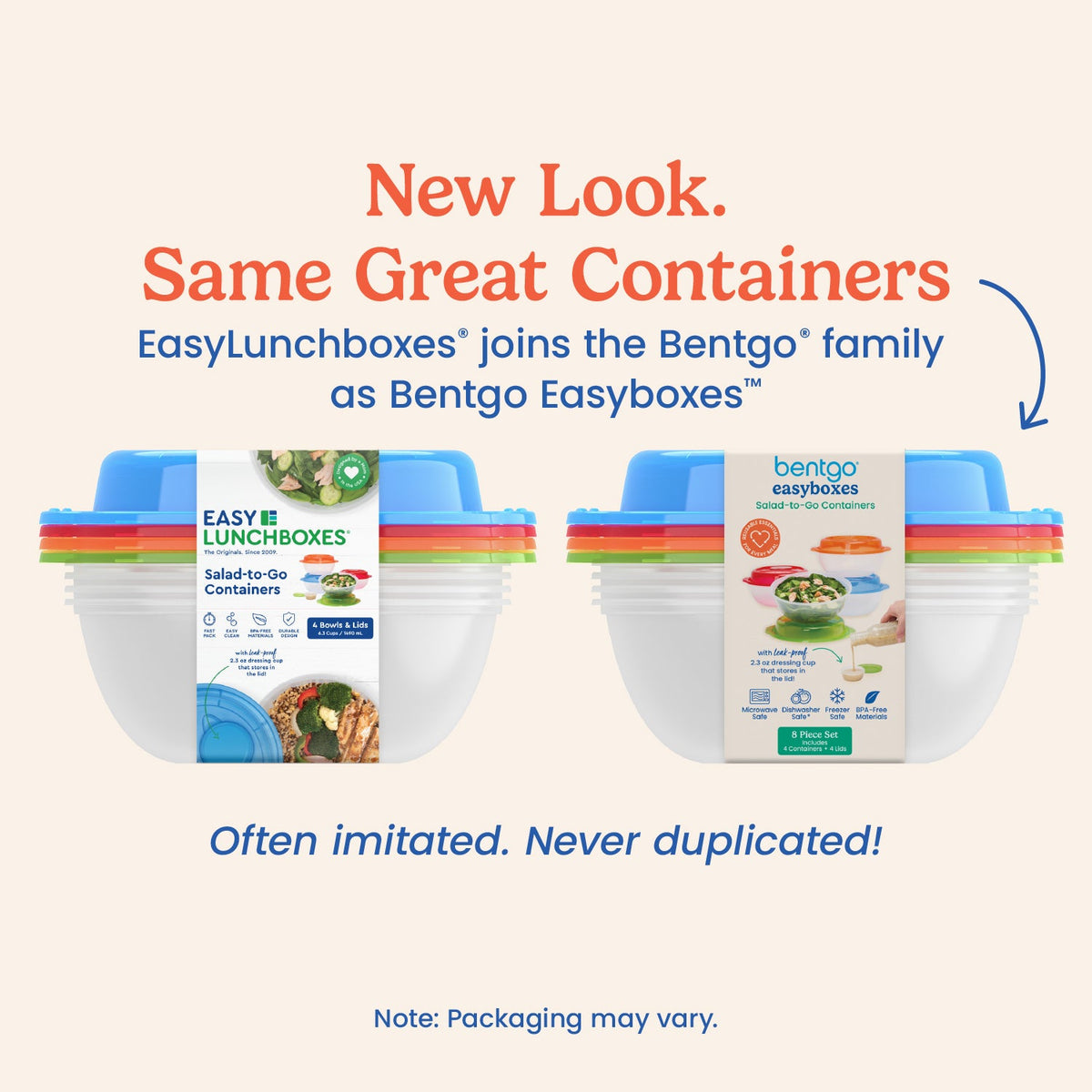 Bentgo Easyboxes™ Salad-to-Go Containers 8-Piece Set - Classic | New Look. Same Great Containers - EasyLunchboxes® joins the Bentgo® family as Bentgo Easyboxes™