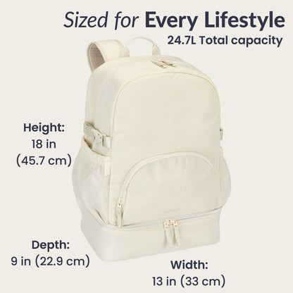 Bentgo® 2-in-1 Backpack & Lunch Bag - Bone | Sized For Every Lifestyle - Product Dimensions