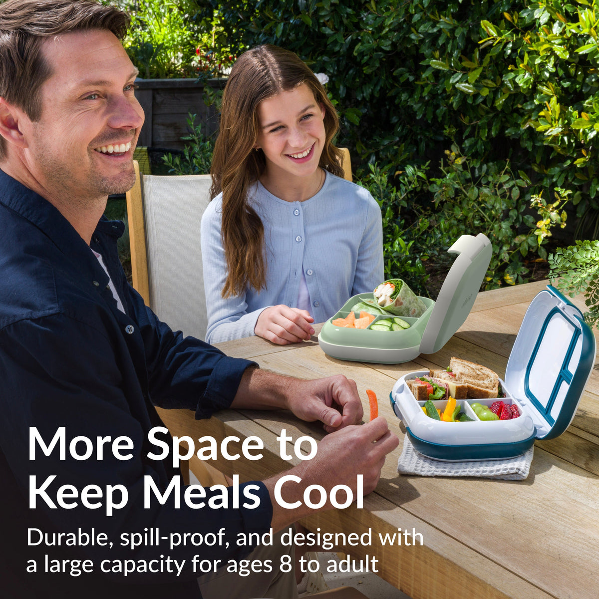 Bentgo® Chill Max Lunch Box - Fog and Deep Teal | More Space To Keep Meals Cool - Durable, Spill-Proof, And Designed With A Larger Capacity For Ages 8 To Adult