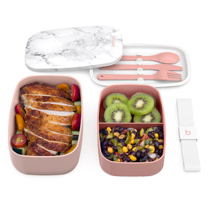 Bentgo Classic Lunch Box & Deluxe Bag - Blush Marble