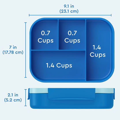 Bentgo® Kids Snap & Go Lunch Box | Blue - Product Dimensions