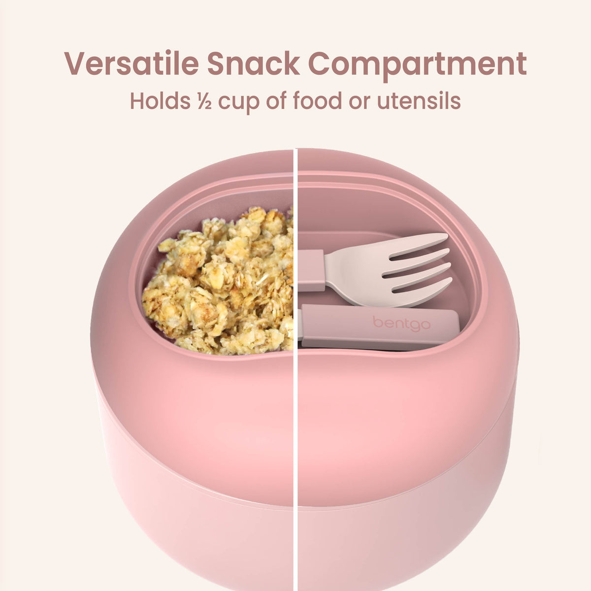 Bentgo® Bowl - Blush | Versatile Top Compartment - Holds Up To ½ Cup Of Toppings, Snacks, Or Utensils