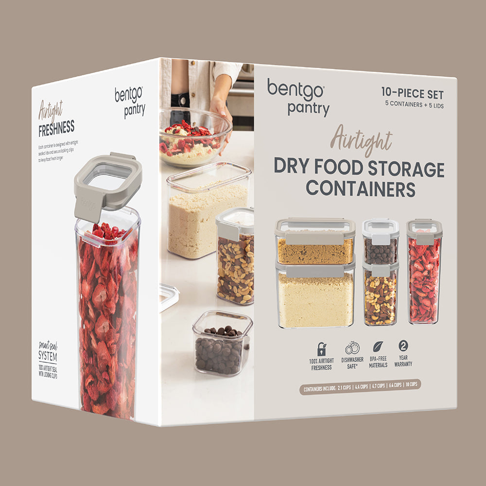 Bentgo® Pantry Airtight Dry Food Storage Containers (10-pcs) - White Stone | Packaging