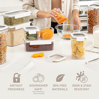 Bentgo® Pantry Airtight Food Storage Containers (22-pcs) - Snow | Airtight Freshness, Dishwasher Safe, Made With BPA-Free Materials, And Odor & Stain Resistant