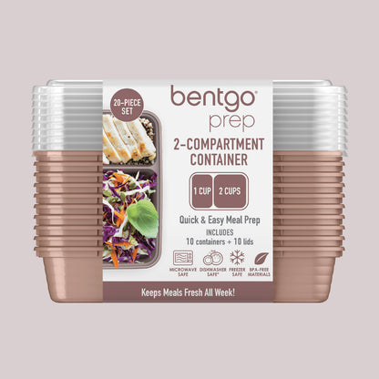 Bentgo® Prep 2-Compartment Meal Prep Containers (20-Piece) - Rose Gold | Packaging