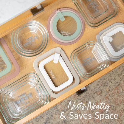 Bentgo Signature Glass Food Storage Set (12-Piece) - Desert Sage | Nests Nearly & Saves Space