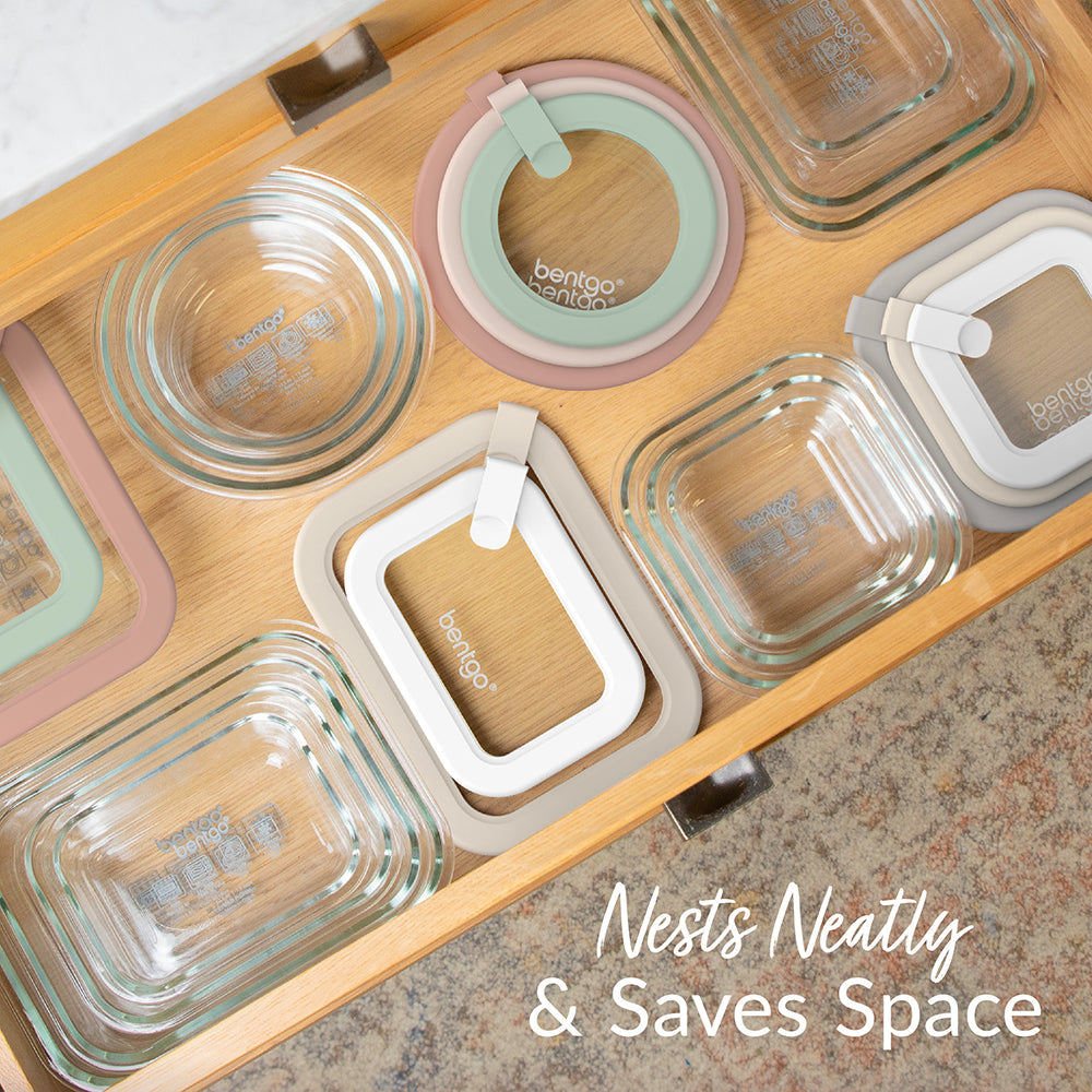Bentgo Signature Glass Food Storage Set (8-Piece) - Desert Sage | Nests Nearly & Saves Space